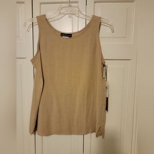 Carole Little Beige Sleeveless Top Size 12 NWT